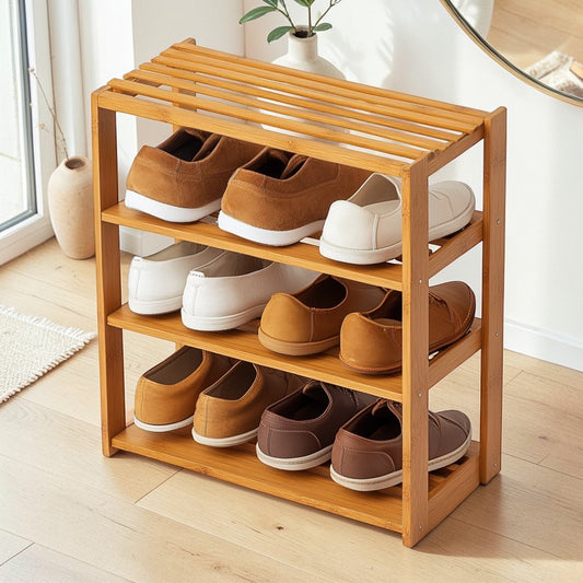 Tectx Natural Bamboo Stackable Shoe Rack